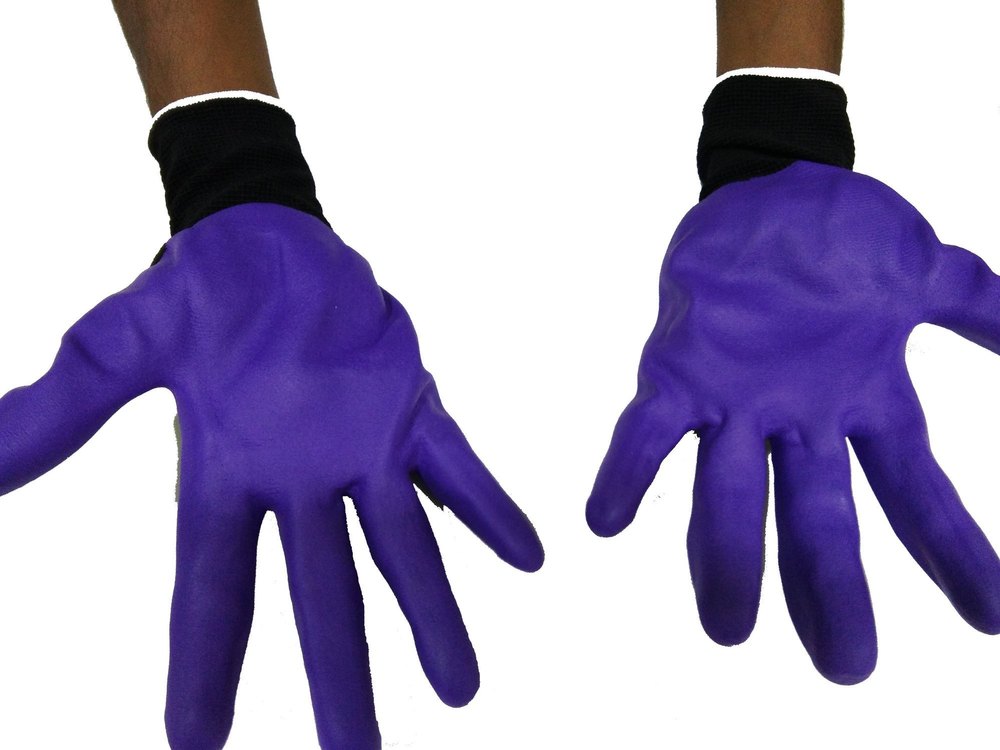 Nitrile Foam Coated Gloves, Powder Free, Size: Large
