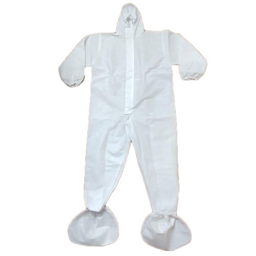 Non Woven Laminated Fabric White Hooded Coverall, Size: Free Size
