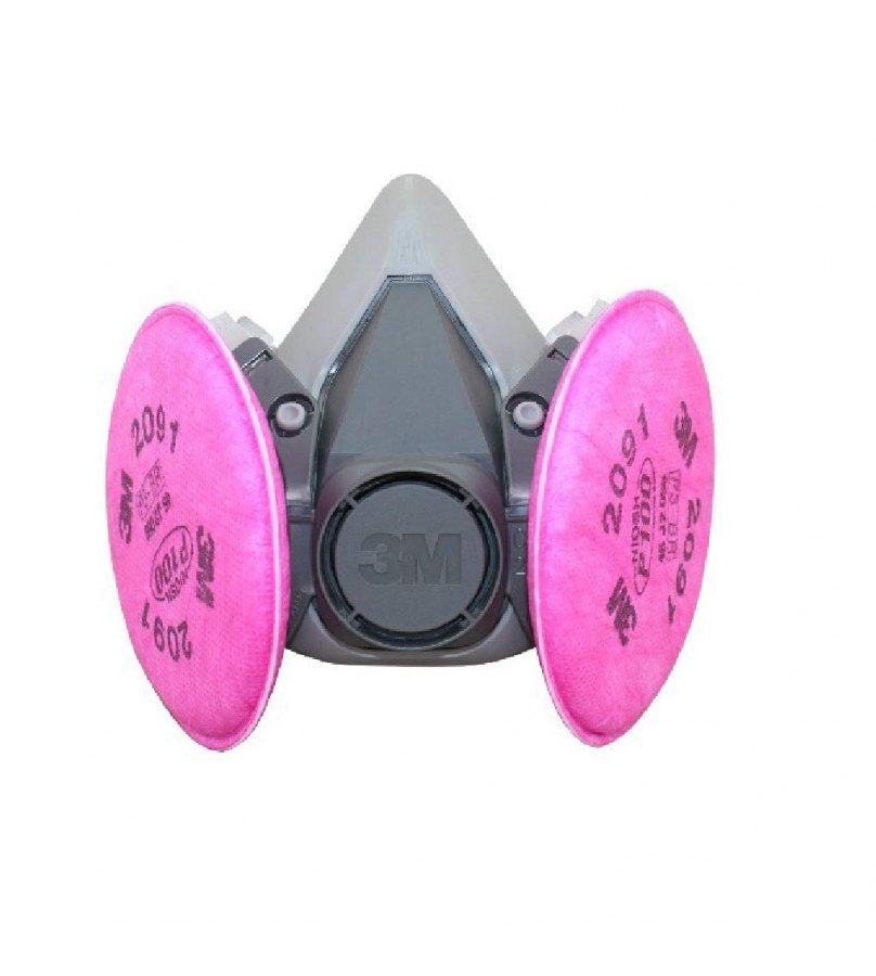 3M 6200 Half Face Respirator with 2091 P100 Particulate Filters, Ammonia