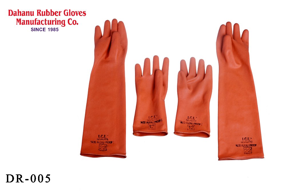 Unisex Alkali Acid Proof Rubber Hand Gloves Light Duty