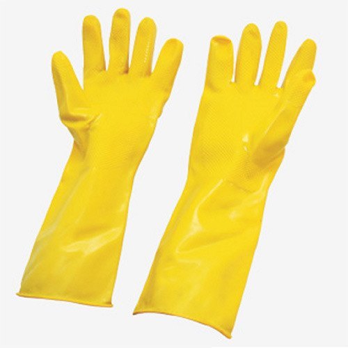 Plain Yellow Pvc Supported Hand Gloves, 1-5 Inches, Finger Type: Full Fingered