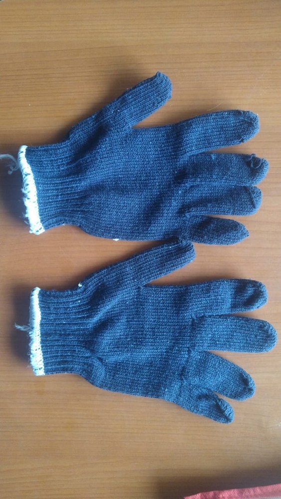 Blue Cotton Safety Knitted Hand Gloves