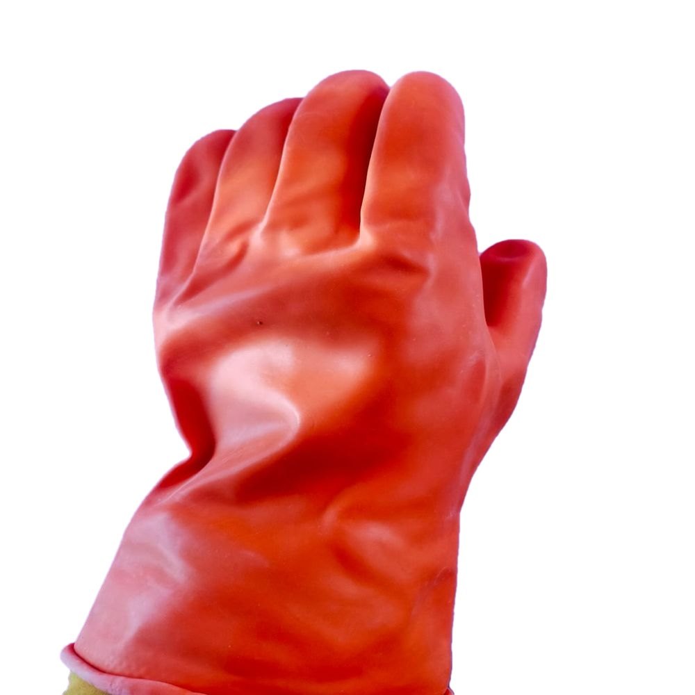 Orange Acid Proof Rubber Hand Gloves, For Industrial Use