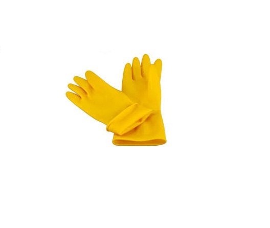 Rubber Yellow Acid Proof Gloves, Size: Large