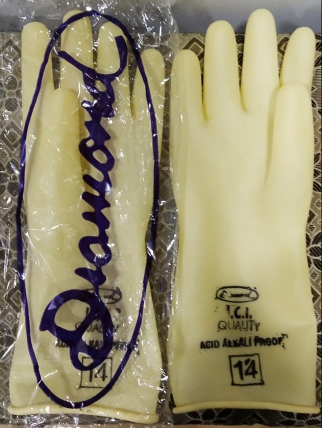 Rubber White Acid Alkali Resistant Gloves, Size: Free Size