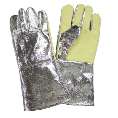 Silver aluminised cloth Aluminium Kevlar Hand Gloves, Size: Medium
