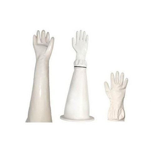 White PE Hypalon Hand Gloves, Size: Large