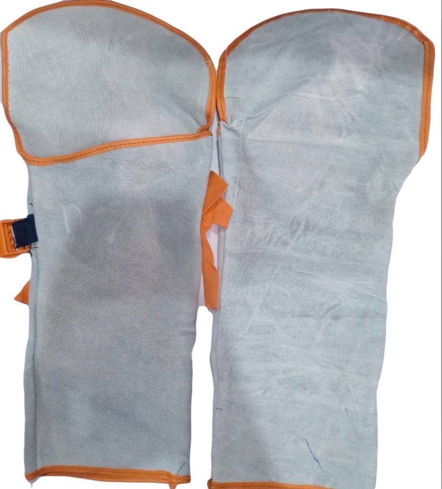 Gray Leather Welding Hand Sleeves, For Safety, Size: Free Size