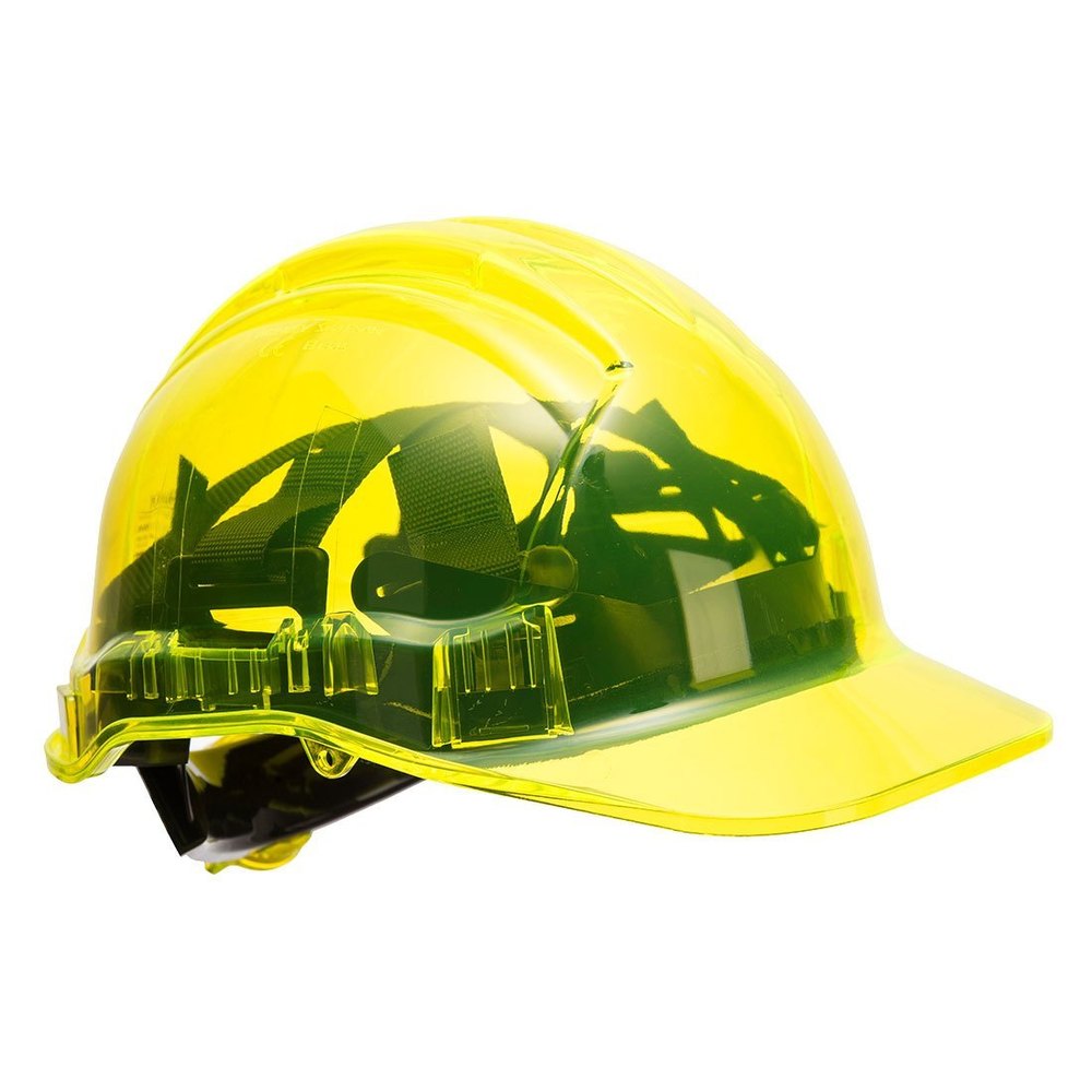Polycarbonate And Polyester Yellow Portwest PV64 Peak View Plus Ratchet Hard Hat