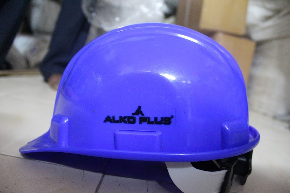 ABS Green and Yellow Alkoplus Ratchet Safety Helmet