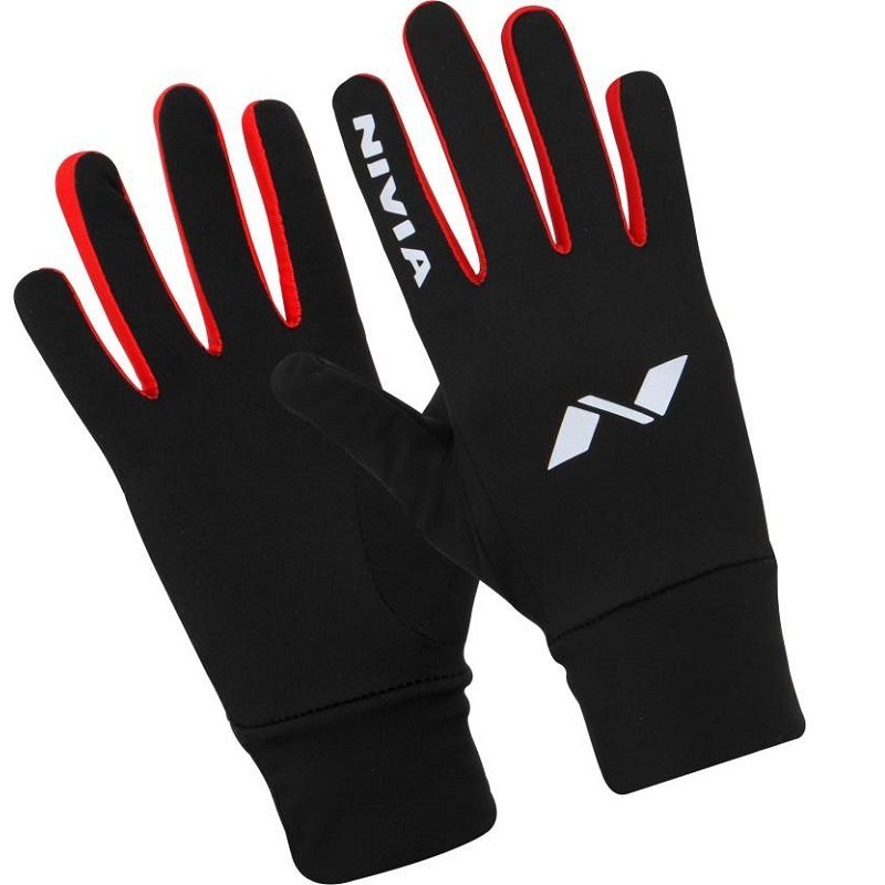 Unisex Black Nivia Polyester Spandex Running Gloves