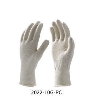 White Poly Cotton Knitted Seamless Glove, 202210G-PC