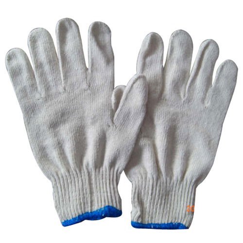 White Cotton Knitted Gloves, 7, Size: Fit