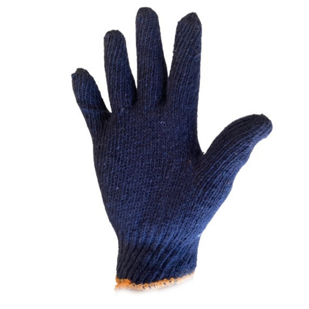 JSSE 35GSM Blue Cotton Knitted Hand Gloves, Size: Free