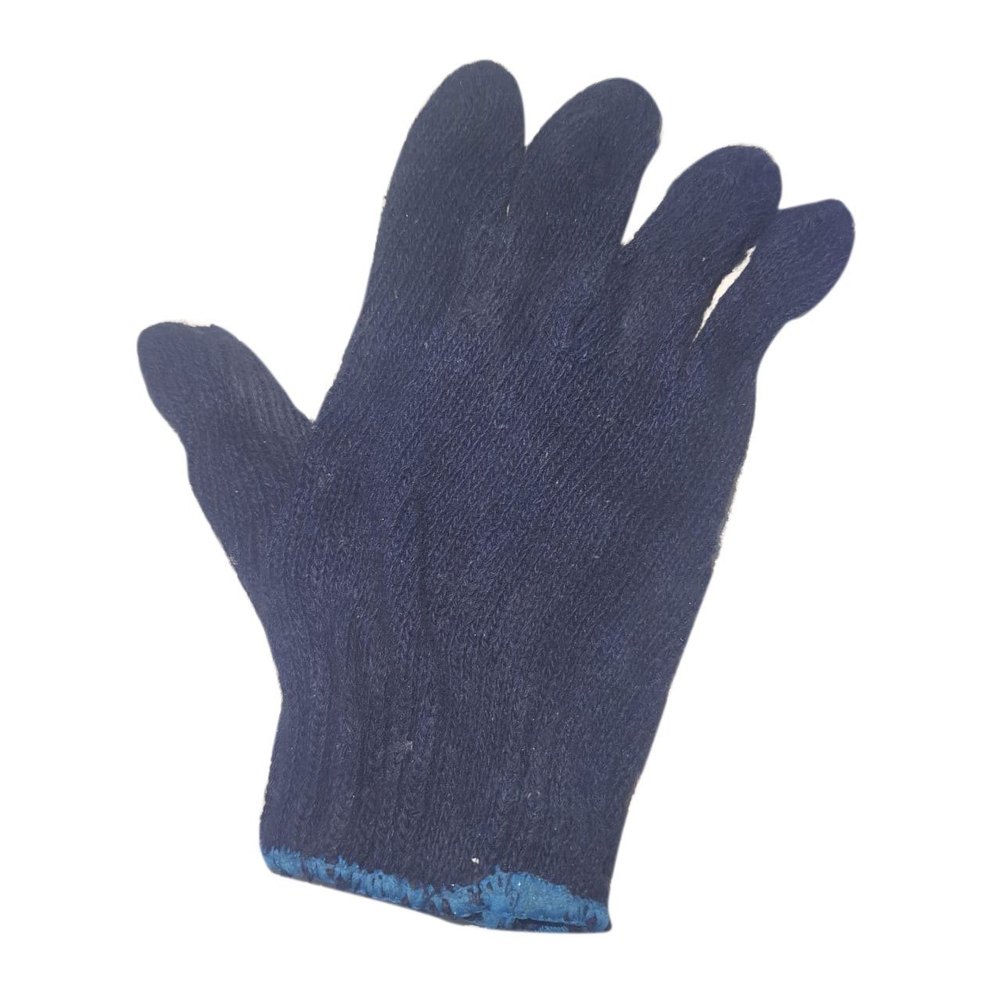 Dark Blue Plain Poly Cotton Knitted Gloves