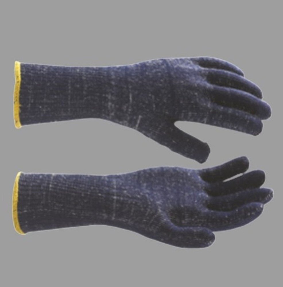 Blue And Yellow Polyamide Knitted Seamless Gloves