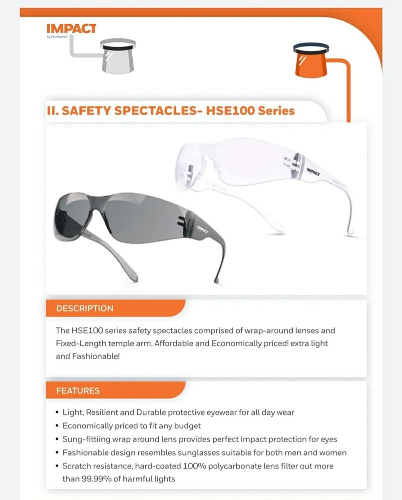 Polycarbonate Honeywell Eye Spectacles/ Goggles, For Industrial, Frame Type: Plastic