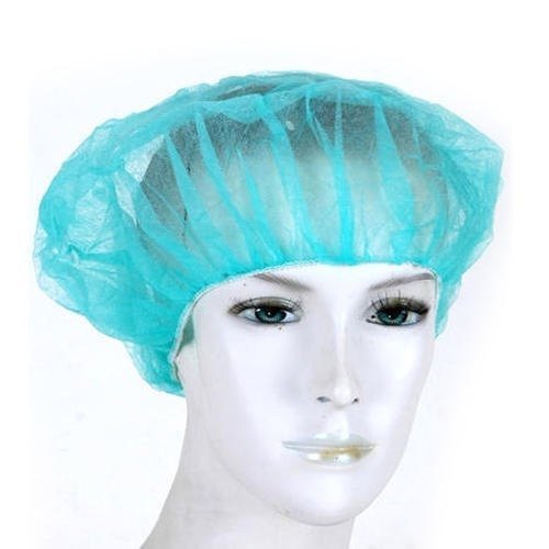 Blue Non Woven Disposable Bouffant Cap, Size: 10 Inch