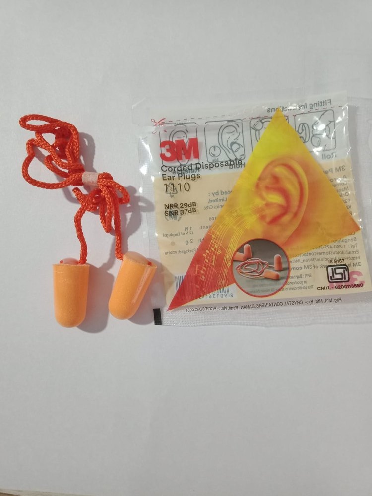 Orange Polyurethane 3m Ear Plugs Corded Disposable, For Industrial, Model Name/number: 1110