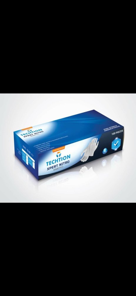 Non-Powdered Blue Nitrile Gloves midas, Model Name/Number: Techtion