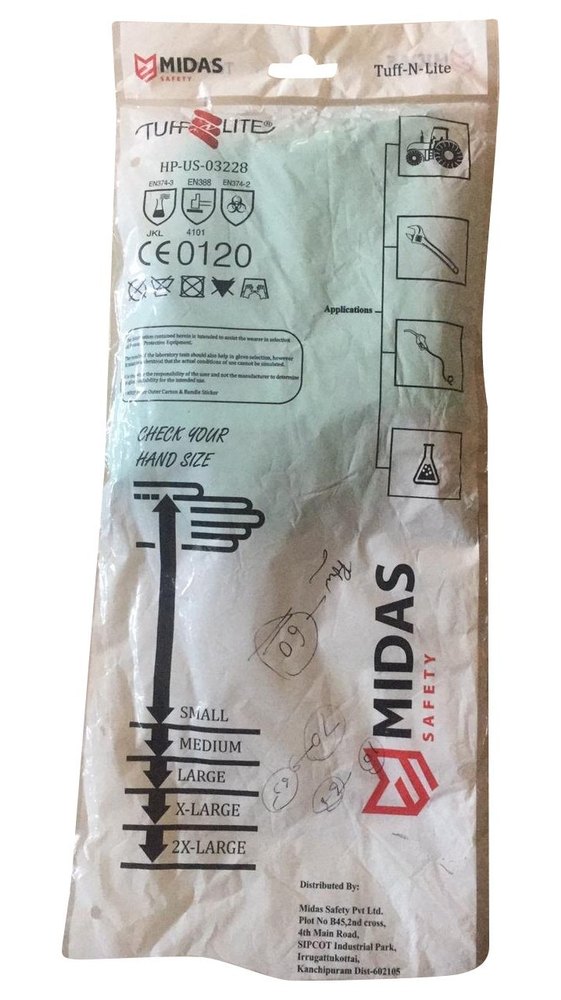 Green Rubber Midas Hand Gloves, For Industrial, Size: Medium