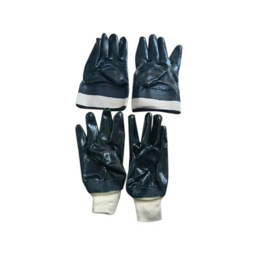 Plain BLUE Double Dipped PVC Coated Glove, For Industrial, Finger Type: Full Fingered
