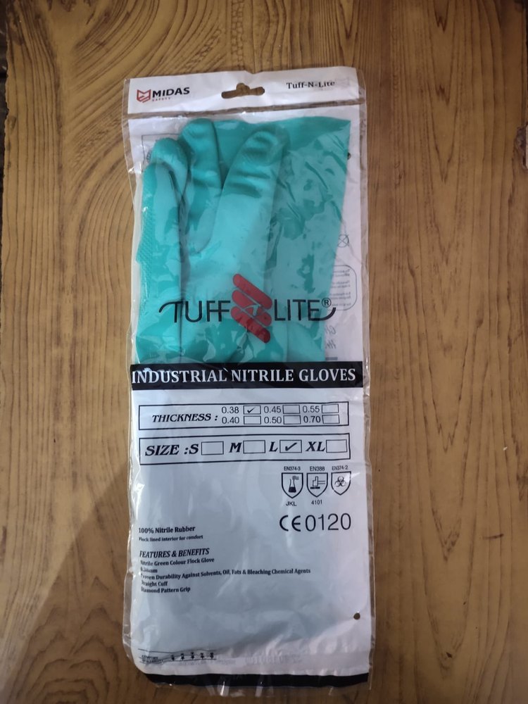 Midas Tuff N Tile Industrial Nitrile Gloves, Powder Free
