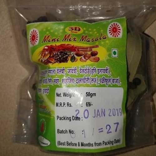 3D Masale Dry Mini Mix Khada Masala, Packaging Type Available: Packets, Packaging Size: 50 gram