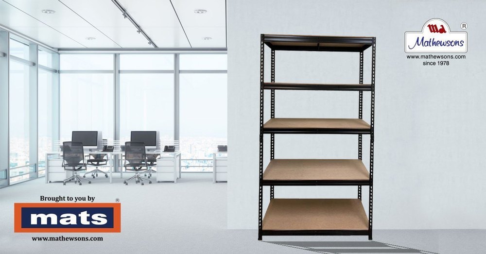 Black MATS MDF 5 Shelves Boltless Rack, For Home