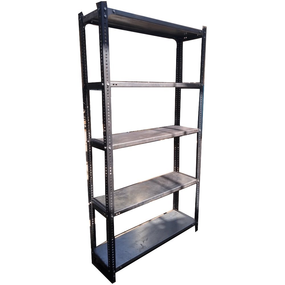 Polished Silver 5ft Galvanized Iron Slotted Angle Rack, 100 kg
