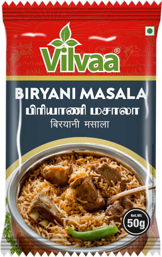 Vilvaa Biryani Masala, Packaging Size: 50 g, Packaging Type: Packets