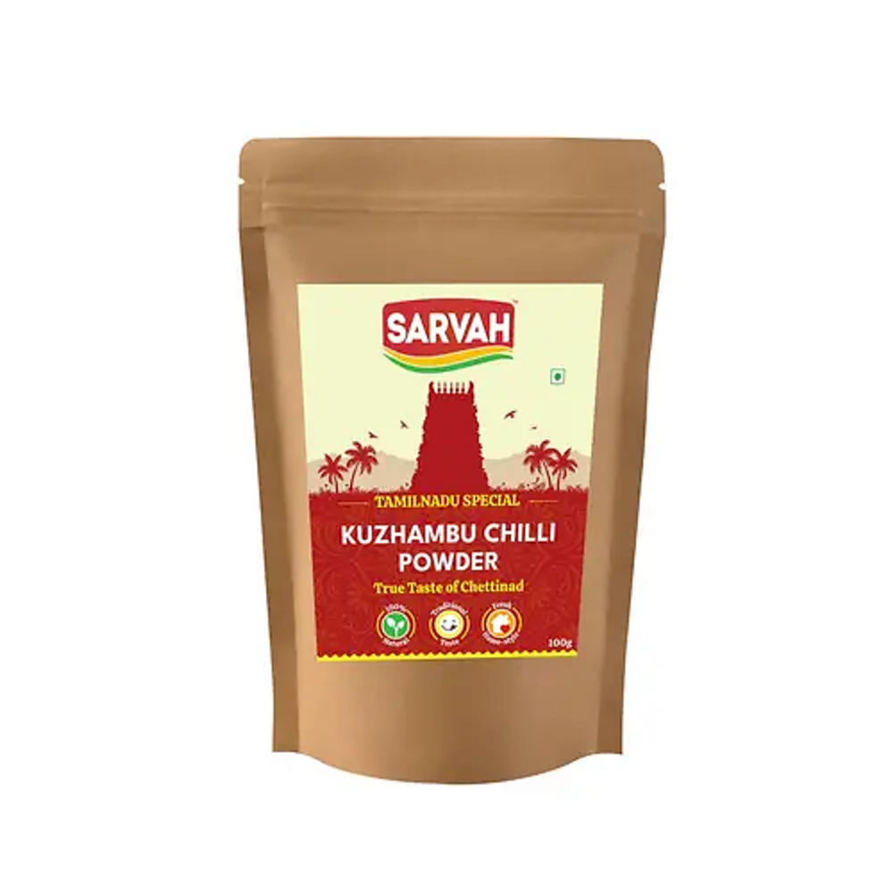 Spicy Sarvah Kuzhambu Chilli Powder, Packaging Size: 100 g, Packaging Type: Packets