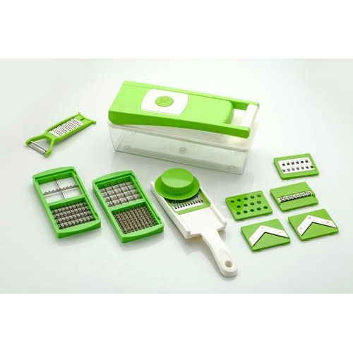 White And Green Plastic Vegetable Cutter, For Kitchen