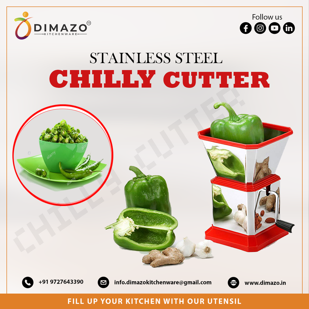 Dimazo Kitchenware Green Plastic Chilly Cutter Prime, For Kitchen