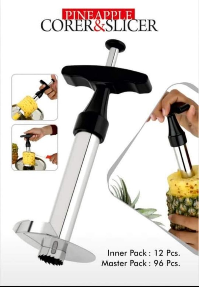 Silver and Black Stainless Steel Pineapple Cutter