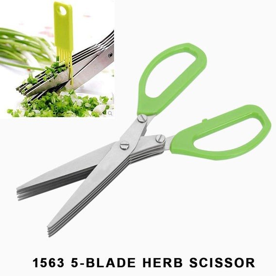 Evergreen Enterprise Green 5 Blades Stainless Steel Herbs Scissor, For Multifunctional Scissors