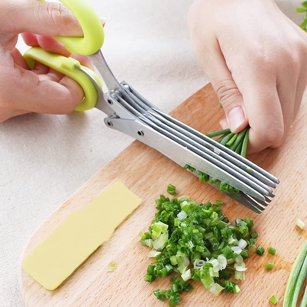 Vitus International Straight Stainless Steel Kitchen Scissor with 5 Blade, Size/Dimension: 22 cm Length