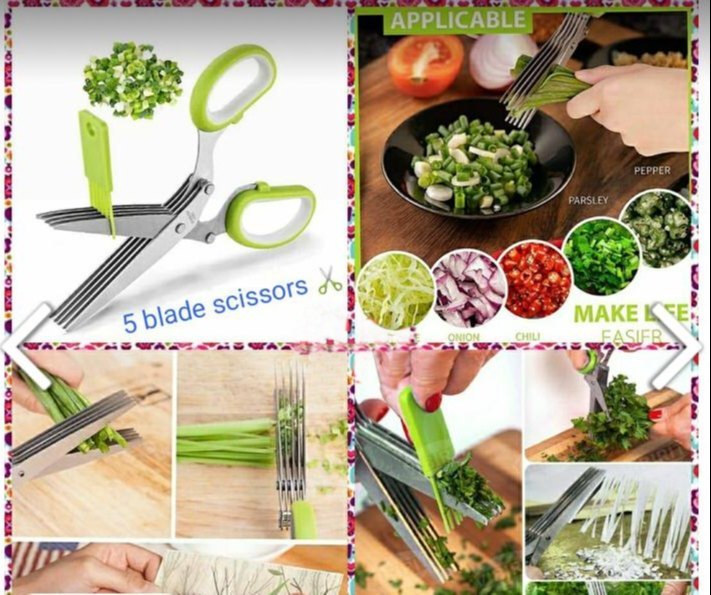Multicolor Stainless Steel Multifunction 5 Blades Vegetable Scissors, For Home