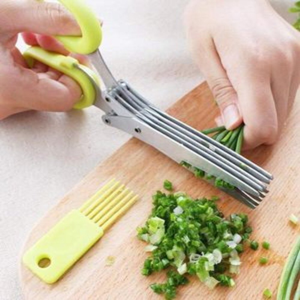 Multicolor Stainless Steel Herbs Scissor With 5 Blades