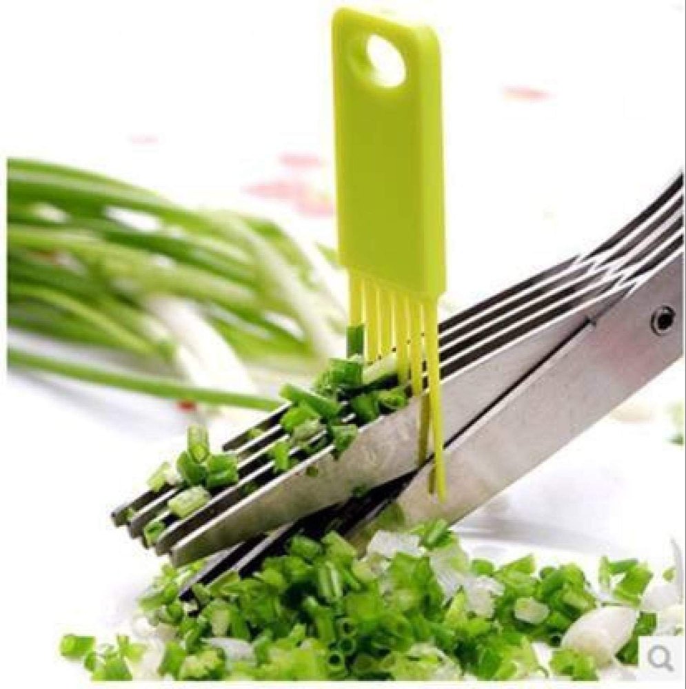 Green Stainless Steel 5 Blade Scissors, For Kitchen