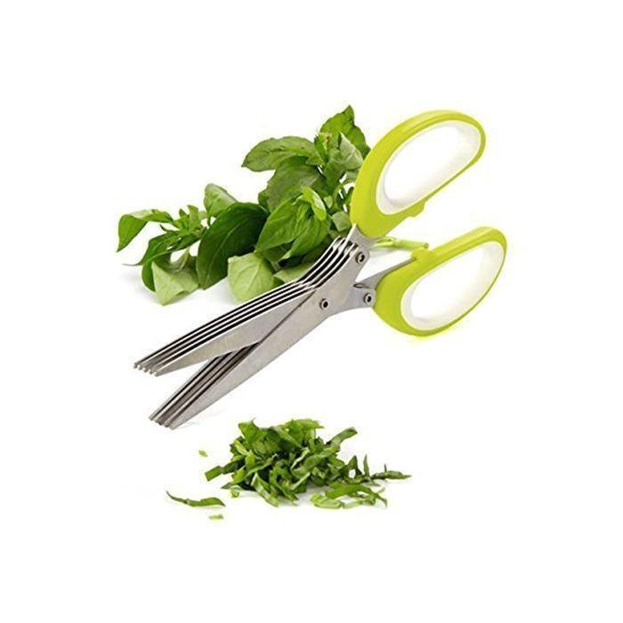 Green & Silver Chopping Board Multifunction 5 Blade Vegetable Scissor with Blade, For Kitchen