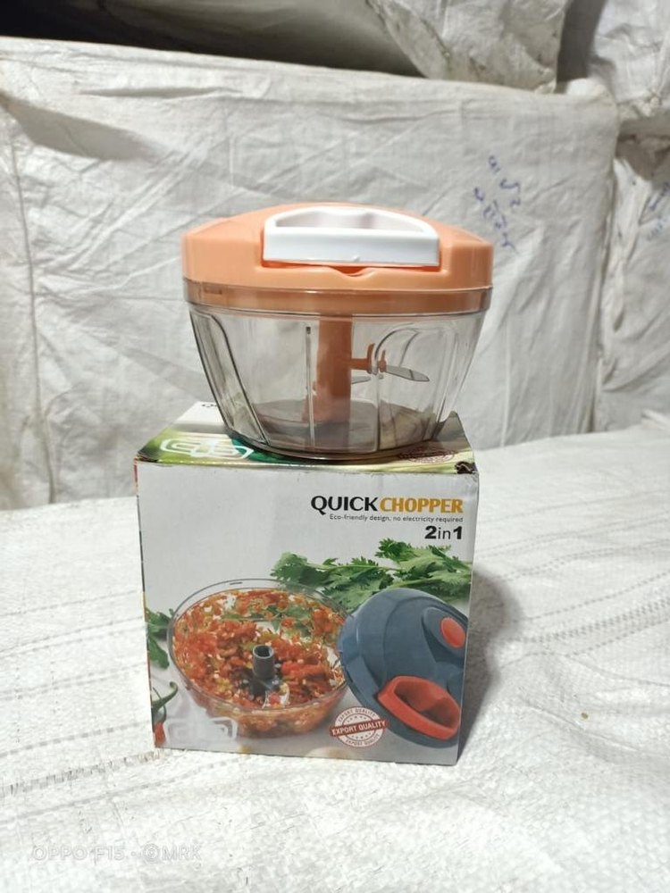 Plastic + Pet Multicolor Manual 2 in 1 Handy Dori Chopper - 1000 ML, For Kitchen