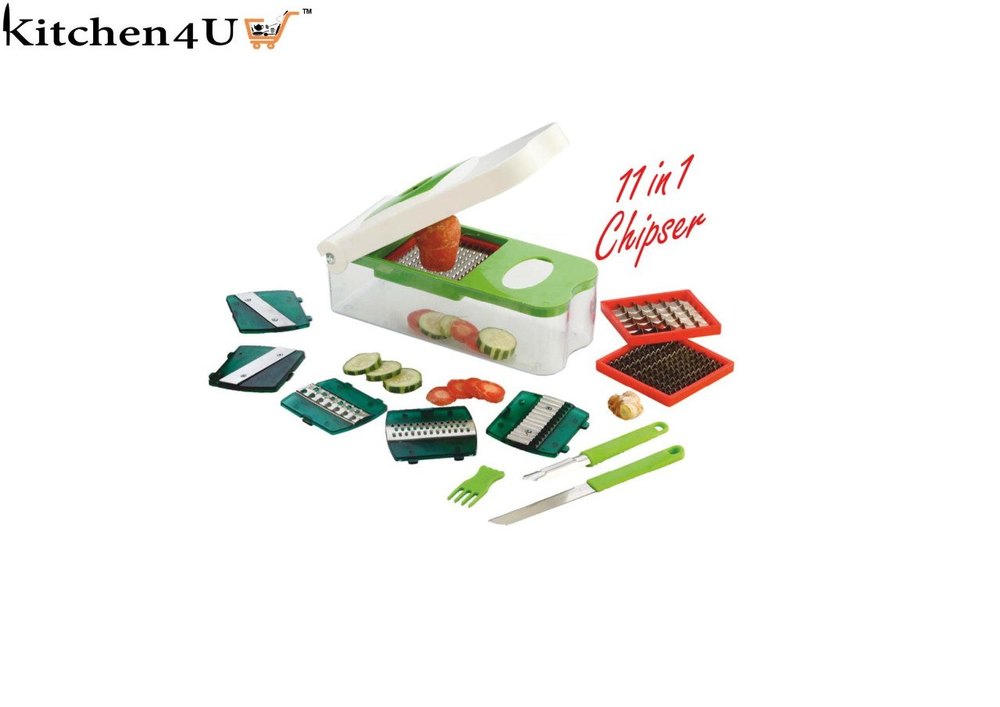 Plastic Green 11 in 1 Nicer Dicer Quick Chopper, For Home And Kitchen