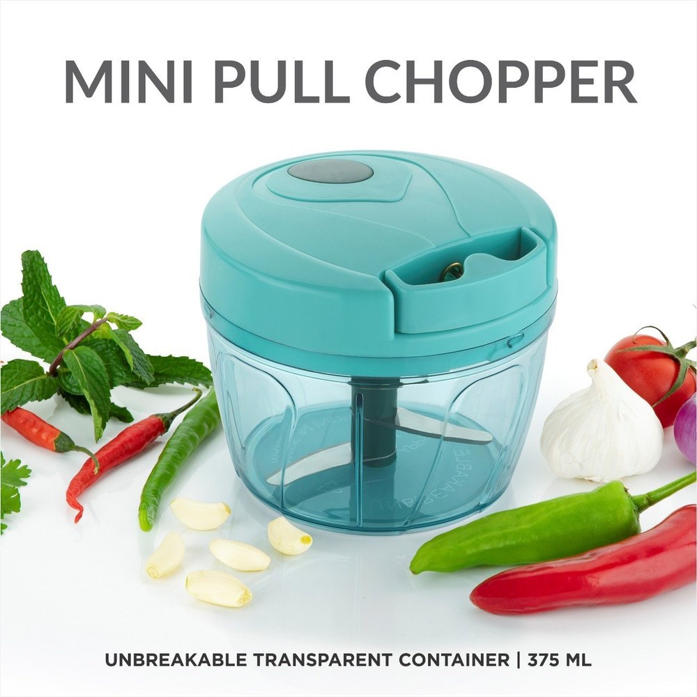 Steel + PP Green + Red + Black Mini Chopper 375ML, For Kitchen