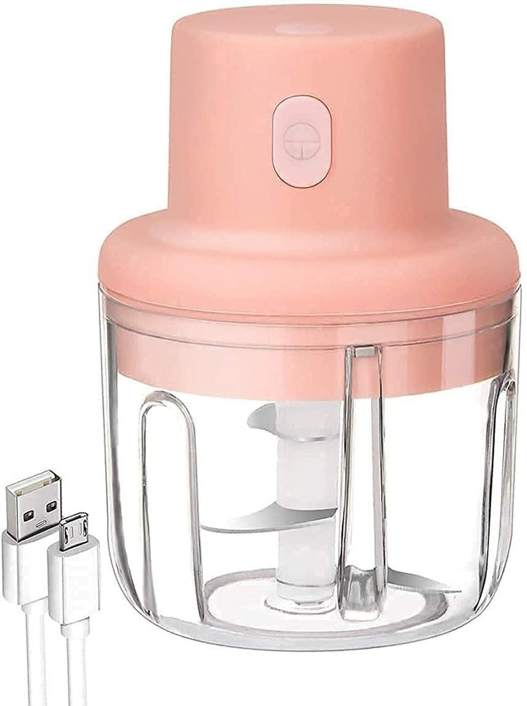 ABS Unbreakable Plastic Portable Mini Electric Food Chopper Garlic Pink Colour