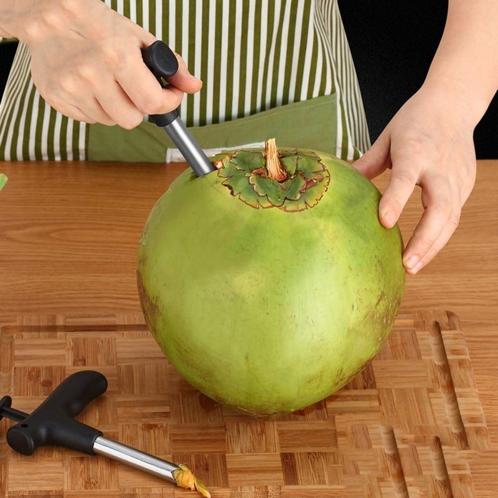 KR KITCHENWARE IND. Coconut Opener Bundle Drill Cutter Cleaning Stick Tap Hot Peeler
