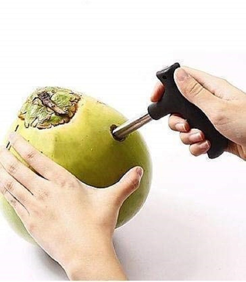 Shivalay Coconut Opener Stainless Steel Drill Cutter with Cleaner Stick Coconut Tool