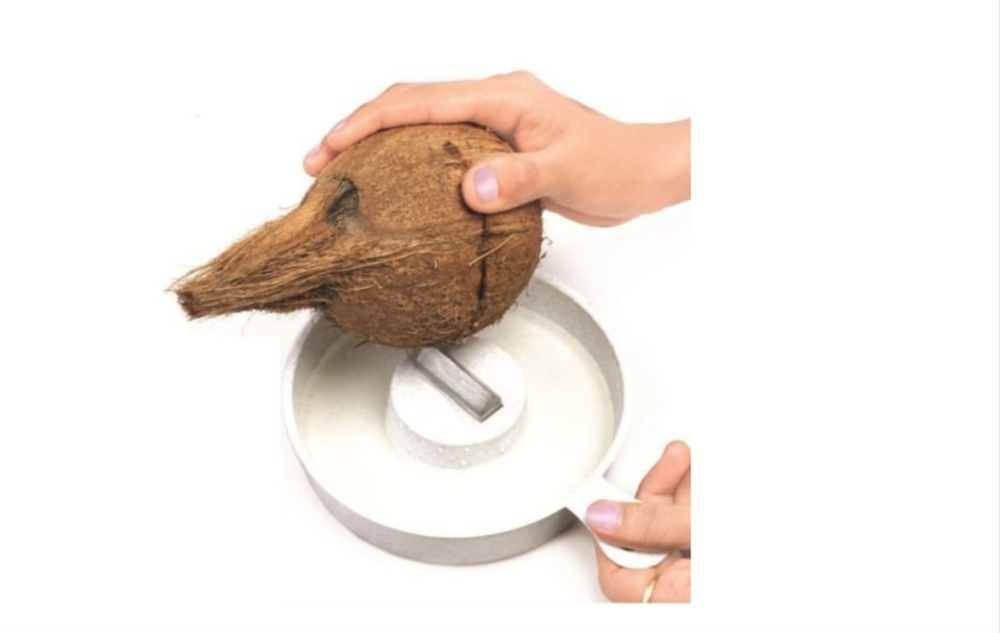 Plastic White Coconut Breaker, Coconut Cracker with Water Collect Plate