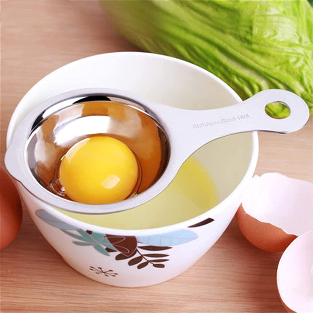 Silver Portable Stainless Steel Egg Yolk Separator, For Kitchen
