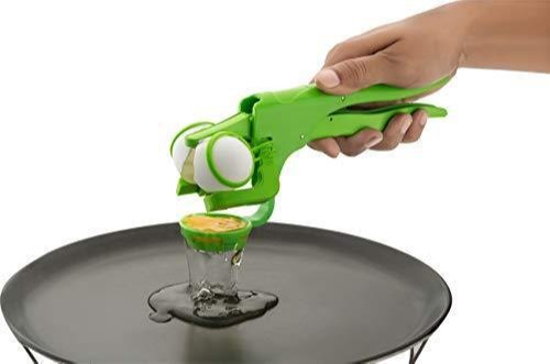 Brotherhood Trade Plastic Green Handheld Egg Cracker with Separator for Raw Eggs